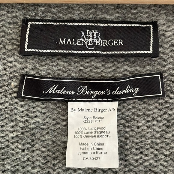 By Marlene Birger Gray Lambswool Cardigan with Black Gros Grain Ribbons Sz S - Picture 4 of 7
